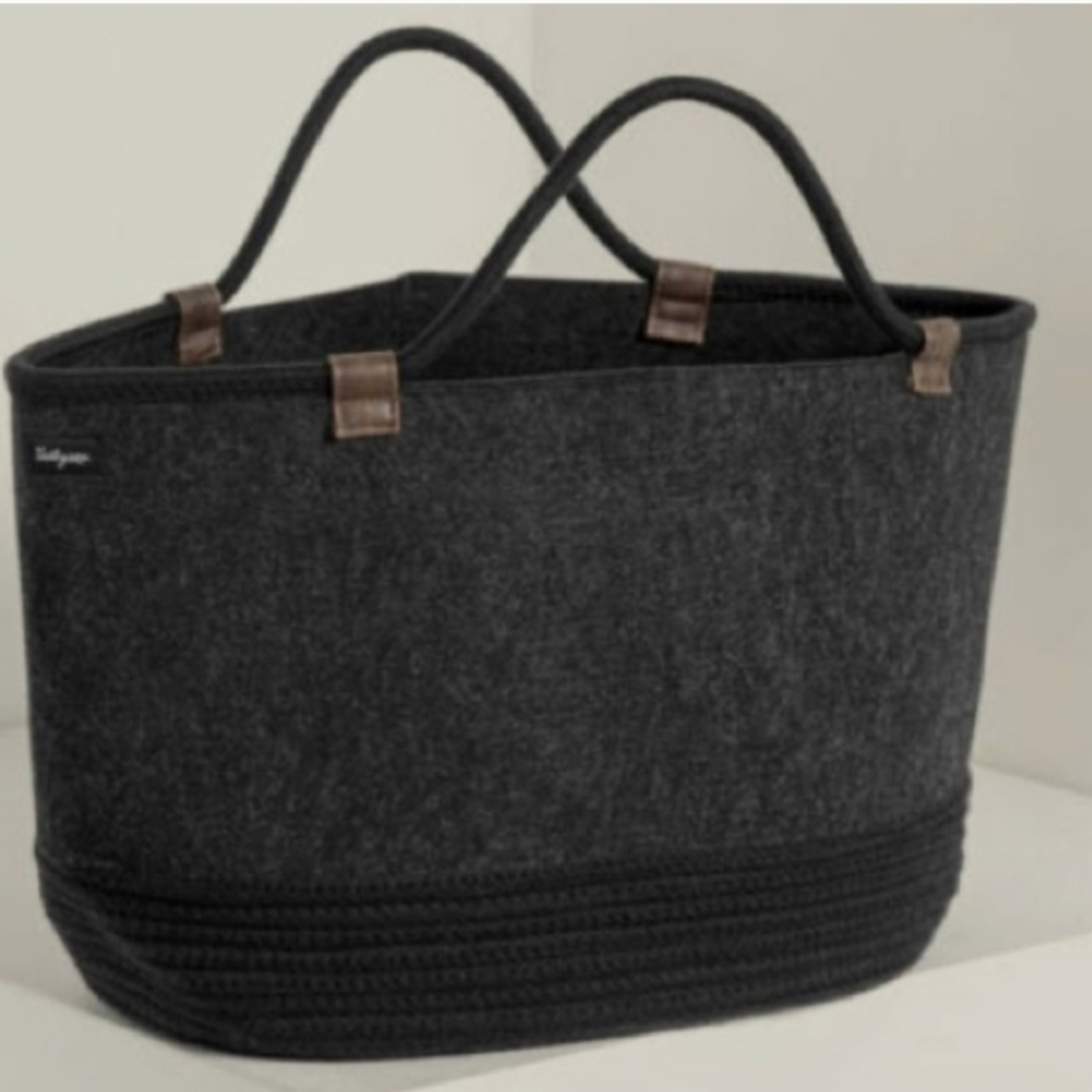 Thirty-one Felt Storage Tote Brushed Graphite with Rope